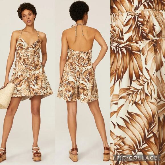 Autumn Adeigbo Tropical Patterned Halter Wide Leg Romper 4 S - Picture 1 of 9